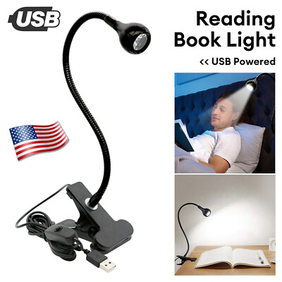 #ad USB Reading Light Flexible LED Lamp Laptop Computer Clip On Bed Desk Table Lamp $12.48