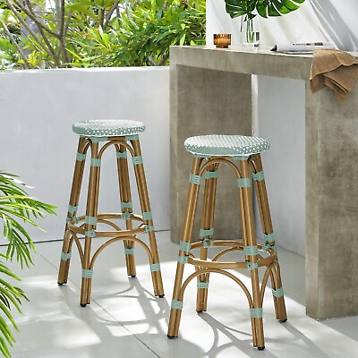 #ad Dohney Outdoor French Aluminum 29.5 Inch Barstools Set of 2 $136.07