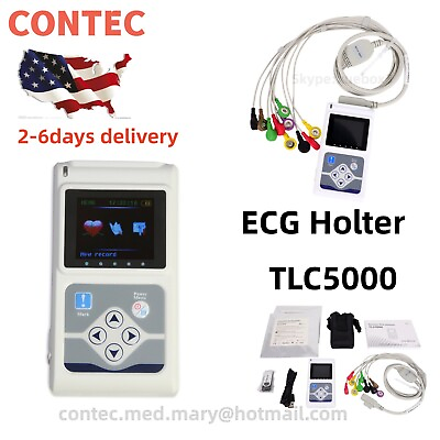 #ad Dynamic 24 hours 12 Lead ECG EKG Holter Monitor Alalyzer Software CONTEC TLC5000 $499.00