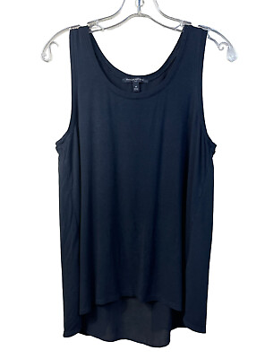 #ad Banana Republic Womens Sleeveless Tank Top Shirt Medium Black 2 Layer Split Back $15.99
