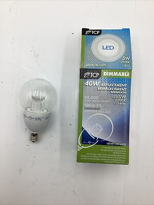 #ad Qty 12 TCP LED5E12G1627K LED 5W 2700K G16 Clear Globe Light Bulb Bulbs NEW $27.59
