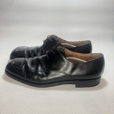 #ad SALVATORE FERRAGAMO Mens Apron Toe Black Leather Oxfords Dress Shoes Size 13 D $499.33
