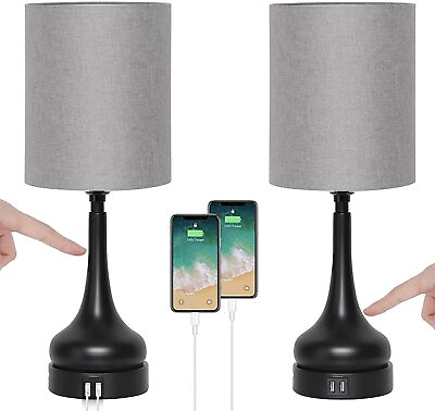 #ad Touch Bedside Lamps Set of 2 Table Lamp Nightstand With 2 USB Ports for Bedroom $38.99