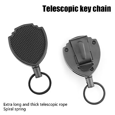 #ad Retractable Key Chain Reel Holder Steel Belt Clip Chain Split Heavy Duty $11.49