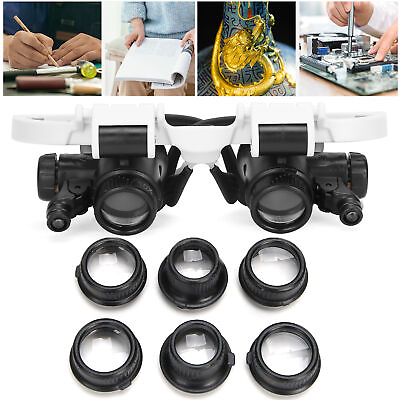 #ad Headband Magnifier Glasses Hands LED Light Head Loupe For Jeweler Repai NEW $15.34