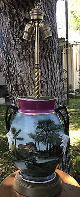 #ad Victorian Hand Painted Tall Two Socket Lamp Local Pickup Only $65.00