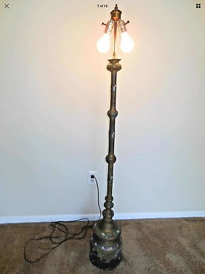 #ad #ad ANTIQUE Chinese Japanese CLOISONNÉ Champleve FLOOR LAMP 1910 1920#x27;s Vintage $2350.00