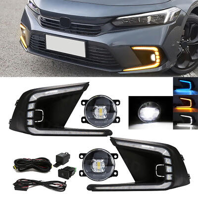 #ad Fits Honda Civic 2022 2024 Sedan Hatchback LED DRL amp; Fog Lights Kit Driving Lamp $129.19