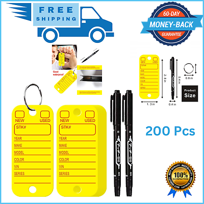 #ad Poly Key Tags Plastic Key Tags w 200 Rings amp; 2 Markers Car Dealer 200 Pieces $14.99
