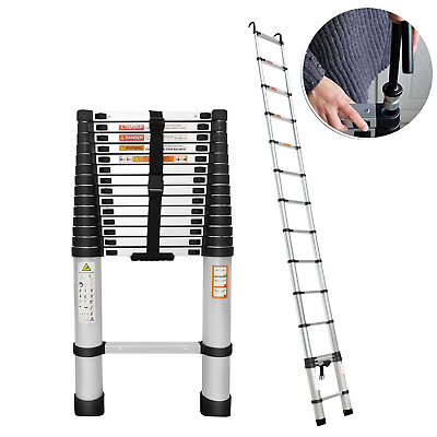 #ad Telescopc Ladder Aluminum Extension Ladder w 2 Detachable Hooks 330lbs Capacity $113.87
