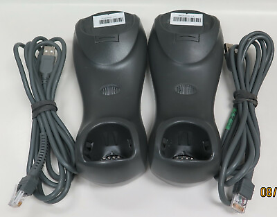 #ad Lot of TWO Zebra Motorola Symbol Barcode Scanner STB4278 Cradle Black USB $56.00