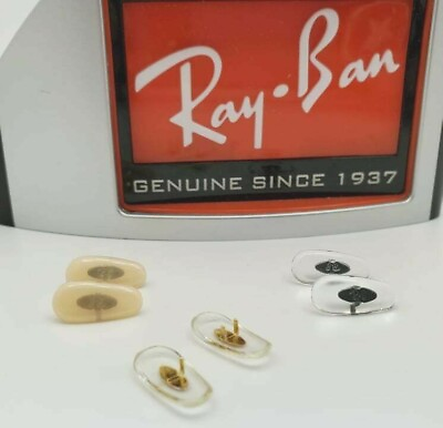 #ad Ray Ban Pair Replacement Nose Pads Crimp On Gold Gun Clear Flesh 12 14 or 16mm $10.95