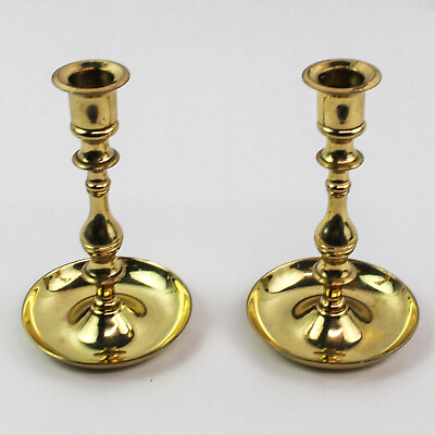 #ad Set of 2 Vintage Baldwin Solid Brass Candlesticks 6.5in Taper Candles Home Decor $32.00