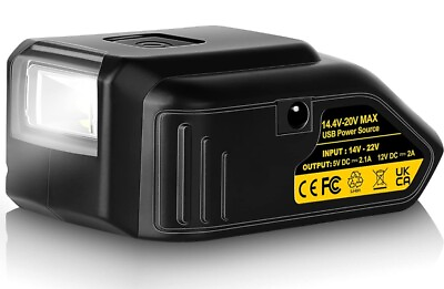 #ad USB Adapter Charger for Dewalt 20V Battery Dual USB Charger amp; 12V DC Port amp; LED $16.24
