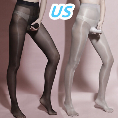 #ad US Mens Sheer Glossy Tights Pantyhose Silky Sheath Bulge Pouch Stockings Hosiery $7.39