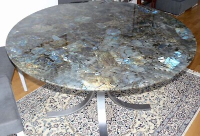 #ad Round Labradorite Coffee Table Gemstone Cafeteria Bar Counter Desk Garden Decors $343.20