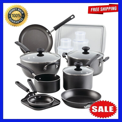 #ad 20 Pcs Aluminum Nonstick Cookware Pots ＆ Pans Set Kitchen Cooker $88.50