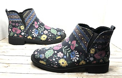#ad Yes We Vibe Boots Floral Slip On Ankle Bootie Women’s Size 9 US Boho Stitch $55.00