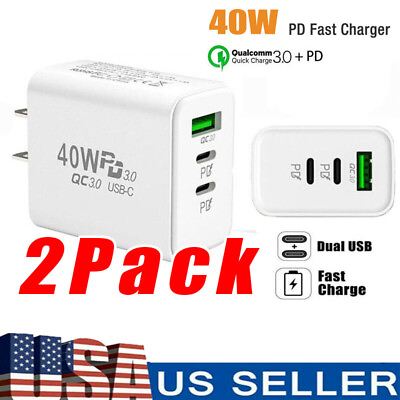 #ad Dual PD 40W Fast Wall Charger Power Adapter For iPhone 15 Pro Max 14 13 Plus US $9.99