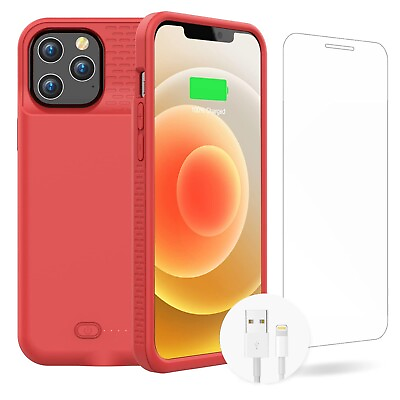 #ad GIN FOXI 7000mAh iPhone 12 12Pro Battery Case Ultra Slim Anti Fall Red $12.99