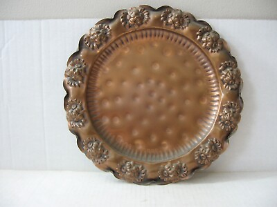 #ad Gregorian Hand Hammered Solid Copper Tray Wall Hanging Daisy Floral 13 1 4quot; $21.95