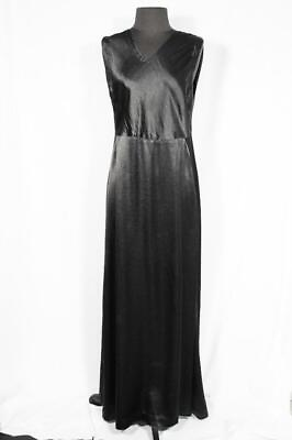 #ad #ad VERY RARE FRENCH VINTAGE 1940#x27;S WWII ERA LONG BLACK SATIN EVENING GOWN SIZE 6 8 $468.00