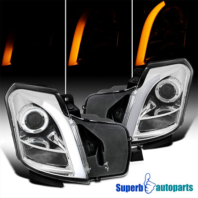 #ad Fits 2003 2007 Cadillac CTS Projector Headlights Switchback LED Signal Halo Tube $215.08