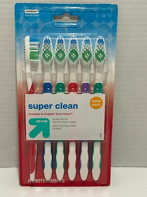 #ad Super Clean Toothbrush Medium Toothbrush for Adults 6 Count New Sealed $4.50