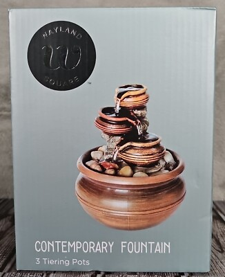 #ad CONTEMPORARY FOUNTAIN 3 TIERING POTS WAYLAND SQUARE BRAND NEW FASTSHIP $9.99