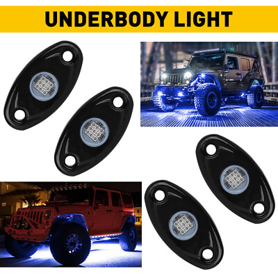#ad Blue 4 Pods LED Underbody Glow Rock Lights Blue For Dodge Charger Challenger RT $19.99