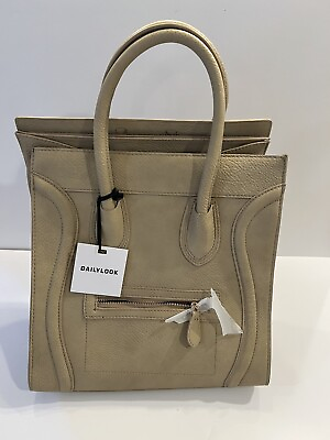 #ad Vintage Leather NWT Dailylook Handbag Khaki Crossbody Strap Shoulder Bag $64.97