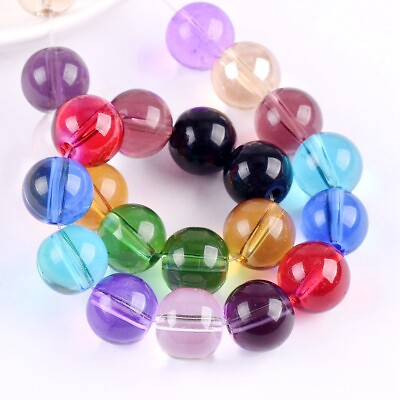 #ad Round Glossy 6mm 8mm 10mm 12mm 14mm Crystal Glass Loose Beads for Jewelry Making $2.85