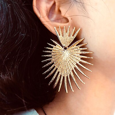 #ad Sun metal fashion big statement earrings wedding party earrings $8.99