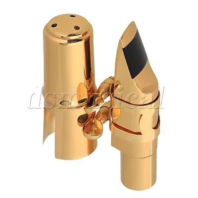 #ad Tenor Saxophone Brass Mouthpiece with Cap and Ligature Size #7 Golden Plated $33.59