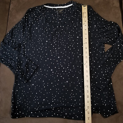 #ad KATE SPADE LONG SLEEVE BLOUSE BLACK STARRY NIGHT LARGE $19.95