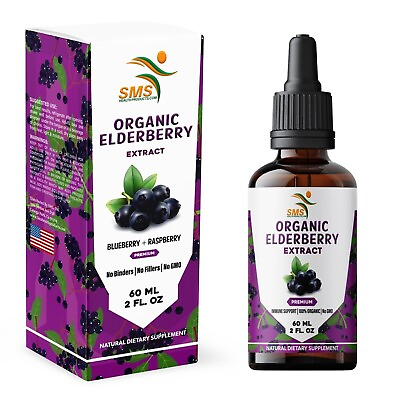 #ad Elderberry Extract Organic Tincture Liquid Herbal Drops Non GMO 2 Floz $11.88