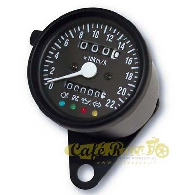 #ad Odometer Mechanical Ø 60 MM Black With Spies A LED Bottom Scale 220kmh $173.62