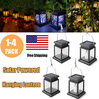 #ad 1 2 3 4 Pack LED Solar Lantern Hanging Light Yard Outdoor Patio Garden Lamp USA $30.99