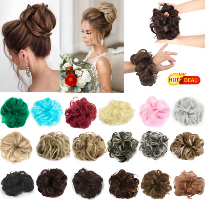 #ad Women Curly Hair Bun Ponytail Messy Bouncy Curly Wig Fashion Hair Wavy Wig Party $8.74