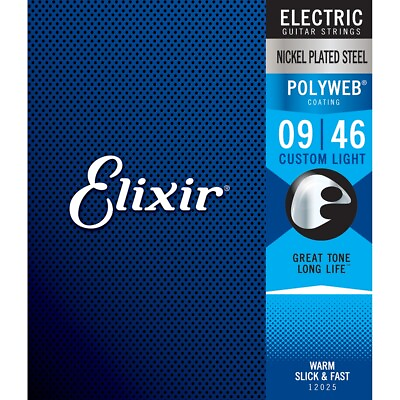 #ad Elixir 12025 Polyweb Coating NPS Electric Guitar Strings Custom Light 9 46 $13.99