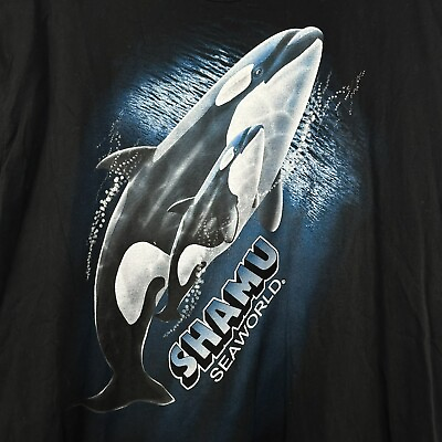 #ad SEAWORLD Shamu T Shirt Mens 3XL Black Killer Whale Orca Orlando EUC $17.97