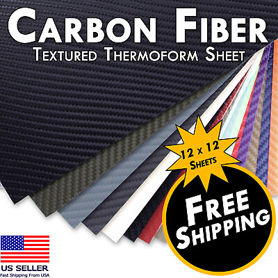 #ad HOLSTEX® Sheet Carbon Fiber Texture 12in x 12in Multiple Thicknesses $19.92