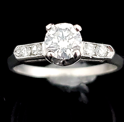 #ad Vintage Diamond Platinum Engagement Ring Bridal Gift Estate Jewelry Accents $1375.00