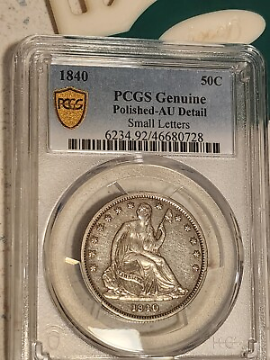 #ad 1840 Seated Liberty Silver Half Dollar Small Letters PCGS AU details $499.00