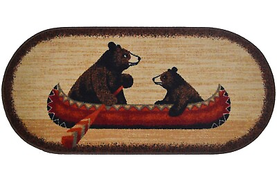 #ad Mayberry Rugs Cozy Cabin Collection Bear Canoe Oval New $49.95