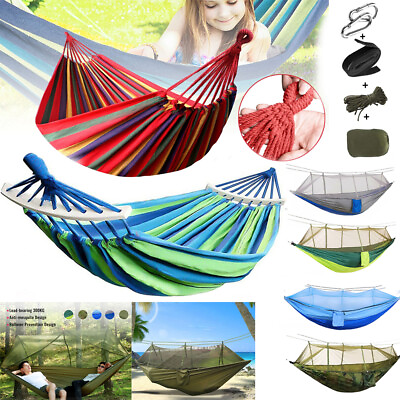 #ad 2 Person Camping Hammock Chair Bed Mosquito Net Hanging Swing Tent Sleeping Gear $15.99