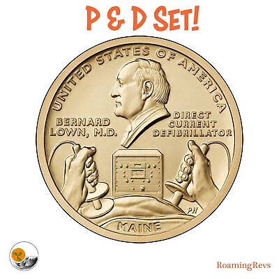 #ad 2024 P D MAINE American Innovation $1 Dollar Dr Defib Mint 2 Coin Set PRESALE $3.94