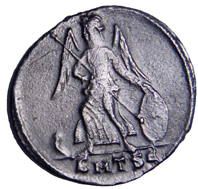 #ad SCARCE w MUCH SILVERING Commemorative Nike SMTSE Constantine I Roman Coin w COA $53.95