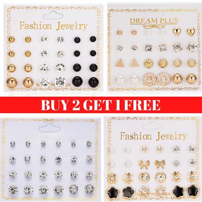 #ad Set Of 12 Pairs Earrings Different Style Ear Stud Allergy Free Wholesale Gift UK GBP 2.99