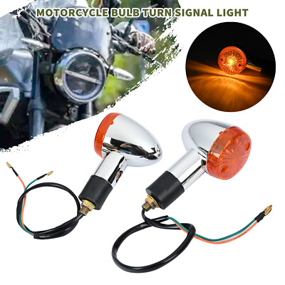 #ad 2PCS Motorcycle Amber Turn Signal Lights For Yamaha V Star 650 950 1100 1300 NEW $12.95